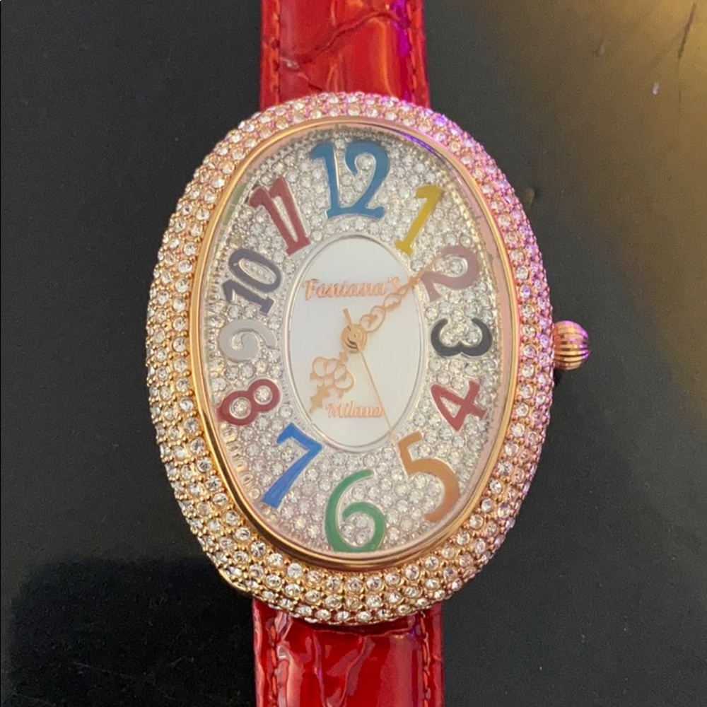 FONTANA MILANO RED WATCH WITH CRYSTAL